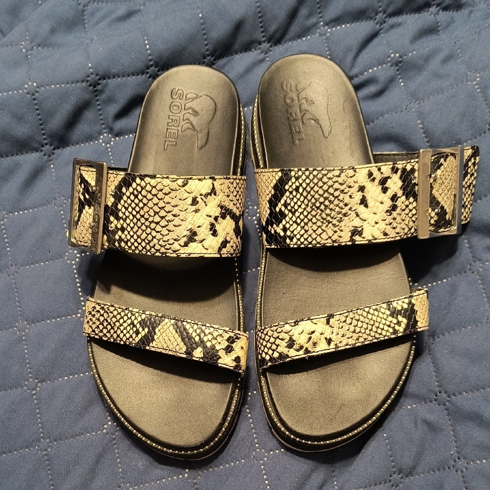 Sorel Snake Print Sandals, In Great Shape